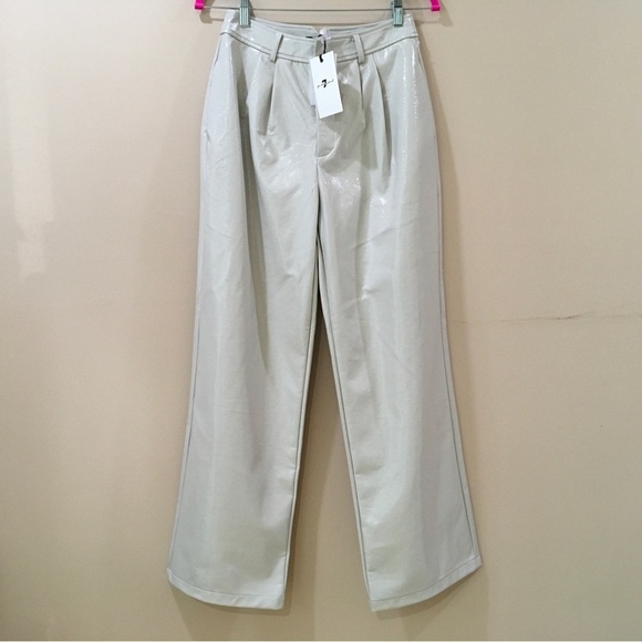 7 FOR ALL MANKIND 2 PCS Set VEGAN LEATHER PANTS TOP  Grey Size Xs-s New - Picture 6 of 12